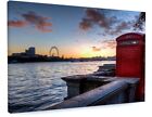London Red Phone Box Canvas Picture Print Wall Art Framed 20