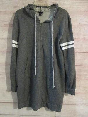 Rue 21 Sudadera con Capucha 1/4 Cremallera Cordón Mujer XL Gris Blanco Bolsillos Frontales Ajuste Relajado Foto 1 de 4