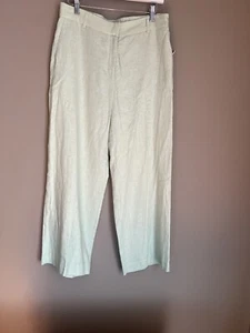 Pantalones Rachel Zoe Mezcla de Lino Pierna Ancha Mujer 8 M Verde Claro Boho Retro - Imagen 1 de 4