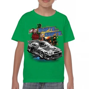 If It Shifts It Drifts Youth T-shirt Racing Custom Culture Japanese Cars Kids - Picture 1 of 50