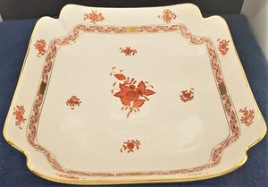 Herend Chinese Bouquet Rust (AOG) 10" Square Salad Serving Bowl (181) - Picture 1 of 6