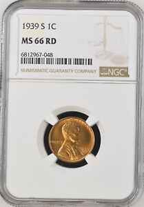 1939-S 1C RD Lincoln Wheat One Cent NGC MS66RD  6812967-048