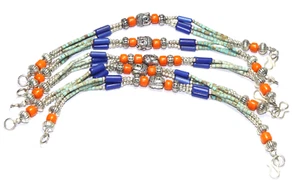 Tibetan Turquoise Amber Lapis Gemstone Handmade Nepali Bracelet Size 7.8 Inches - Picture 1 of 4