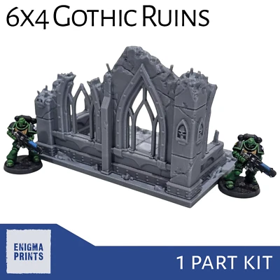 ENIGMA PRINTS 6x4 Gothic Ruins (Open Windows) - 28mm 3D Printed Terrain Tabletop Wargaming