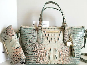 ⚘Brahmin Mini Asher Satchel Aquarelle Ombre Leather Crossbody Bag+Wallet NWT*HTF - Picture 1 of 11