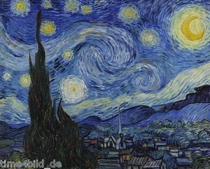 TIME4BILD VINCENT VAN GOGH noche estrellada pintura PÓSTER impresión lienzo impresión artística - Imagen 1 de 4