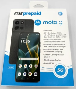 Smartphone AT&T Prepago Moto G 2025 128GB Gris Bosque - NUEVO SELLADO EN CAJA - Imagen 1 de 4