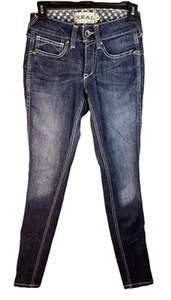 Ariat Skinny Jeans Girls Size 26R X 37 Denim Embroidered Pockets EUC - Picture 1 of 14