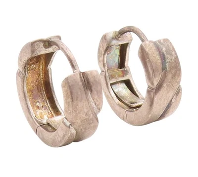 Pendientes Huggie Grabados Minimalistas Plata de Ley 925 Vintage EG13925 Foto 1 de 4