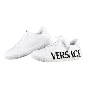 Versace Young Greca Logo Print Lace-Up Leather Sneakers- BRAND NEW IN BOX - Picture 1 of 15