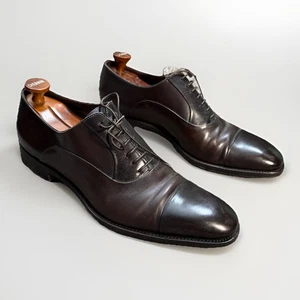 Santoni Oxfords 11.5 D Dark Brown Leather Dress Shoes Goodyear 12863 - Picture 1 of 11