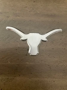 Emblème Texas Longhorns en métal argenté 4" - Photo 1/3