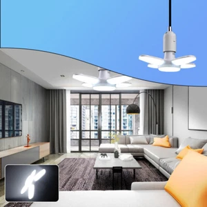 E27 Fan Foldable 28W LED Bulb Blade Lamp Home Shop Garage Ceiling Fixture Lights - Picture 1 of 19