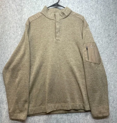 Мужской флисовый свитер для гольфа Greg Norman Amber Tex Performance L на пуговицах 1/4 Camel - Изображение 1 из 4
