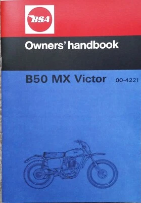 BSA B50 MX Victor Motorcycle Owners Handbook 1972 Manual - Image 1 of 4