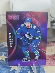 2021-22 UD Skybox Metal Universe Purple Spectrum /199 Quinn Hughes - Vancouver - Picture 1 of 2