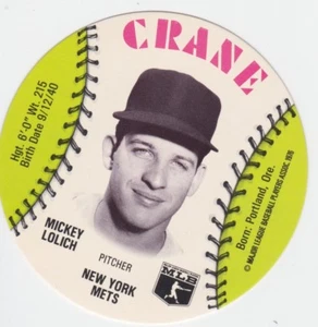 1976 CRANE DISK DISC MICKEY LOLICH NEW YORK YANKEES - Picture 1 of 2