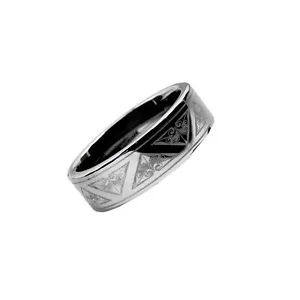 Anillo grabado con patrones de carburo de tungsteno de 8 mm para hombre - Imagen 1 de 2