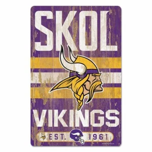 MINNESOTA VIKINGS SKOL HARDBOARD WOOD SIGN 11"X17" NFL LICENSED USA SELLER - Picture 1 of 1