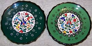 5" Hell & Dunkelgrün Handgefertigt Türkisch Iznik Blumenmuster Keramik Teller Set - Bild 1 von 4