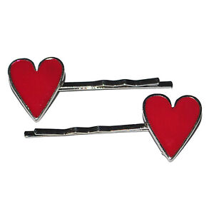 Retro 50s 60s Rockabilly Gothic Punk Pin Up Valentines Red Heart Hair Bobby Pins