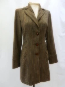 NWT $395 size 2 ETCETERA VINTAGE PINSTRIPE LONG FITTED TOPPER JACKET COAT - Picture 1 of 8
