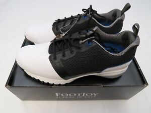 New Men’s Footjoy Contour Fit Golf Shoes - Black/White/Blue, Size 9 - M
