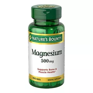 Nature's Bounty High Potency Magnesium 500mg, 100 Tablets LONG EXPIRY - Picture 1 of 3