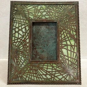 Antique Tiffany Studio New York Bronze Green Favrile, Picture Table Frame #948 - Picture 1 of 14