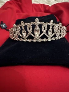 Vintage Swarovski Wedding Tiara Rhodium Plated with Crystals Bridal Princess - Picture 1 of 9