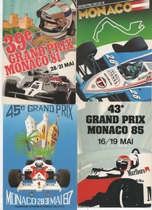 4 MONACO GRAND PRIX AUTO RACE, Reproduction Poster Postcards - Picture 1 of 2