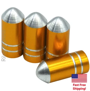 4x Wheel Tire Valve Cap Stem Cover For Bike, Car, Trucks Bullet Yellow Gold - Picture 1 of 10