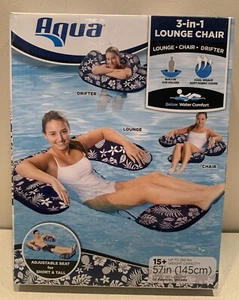Aqua Leisure Deluxe 3 in 1 sedia a sdraio piscina galleggiante tappetino gonfiabile acqua - Foto 1 di 4