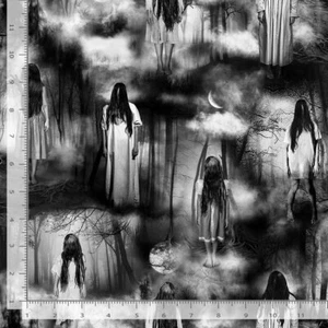 Halloween Fabric | Wicked Digital Creepy Forest Woman | Timeless Treasures YARD - Picture 1 of 1