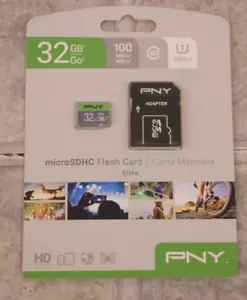 NEW PNY 32GB MicroSDHC UHS-I 100MB Waterproof/Magnet Proof Memory Card Elite - Picture 1 of 1