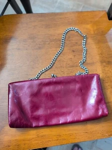 Hobo International Vintage Burgunder Leder Clutch Geldbörse Kettenriemen Portemonnaie - Bild 1 von 10
