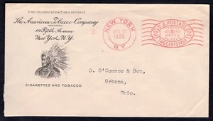 USA NEW YORK 1935 Permit Meter on American Tobacco ADVERTISING Cover. Indian - Picture 1 of 2