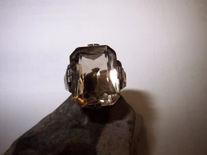 Art-De-Co-Damen-Ring-hell-Gelb-brauner-Stein-935-Silber-Handarbeit-1920-1950 - Bild 1 von 10