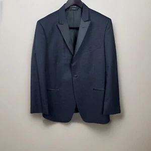 IKE Evenings Elegant Dark Blue & Black Checkered 1-Button Tuxedo Coat 40R - Picture 1 of 13