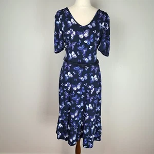 Review x Bromley Flutter Womens Dress Size 8 Midi Blue Butterfly Belt Stretch - Picture 1 of 11