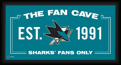 San Jose Sharks Framed 10" x 20" Fan Cave Collage Cover