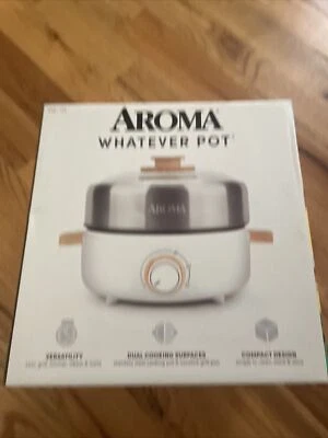¡¡¡Nuevo!!! Aroma® 2,5 cuartos de galón Olla caliente eléctrica Whatever Pot® y parrilla interior - blanca Foto 1 de 3