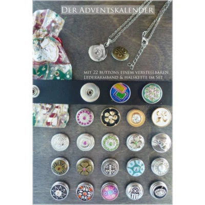 Schmuck Adventskalender mit Button Artikeln Kette Armband Buttons - Bild 1 von 2