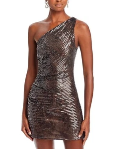Halston Shyla Sequin Brown/Bronze Silver Lace Slouchy Cocktail/Party Dress NEW!  - Picture 1 of 9