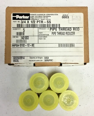 NEW, (LOT OF 5) PARKER 3/4  X  1/2 PTR-SS PIPE THREAD REDUCER, FREE SHIPPING - Image 1 of 4