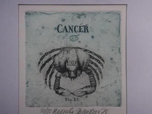 Veronika Paleckova "CANCER" Signed Color Etching Limited 50 Zodiac Art Framed - Picture 1 of 8