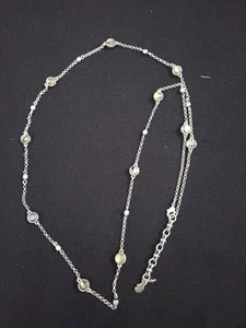 Vintage Lucky Brand 33" lange Halskette silberfarben mit 11 Kunststeinen - Bild 1 von 9