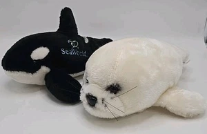 Sea World Exclusives Shamu Orca Wal & weiße arktische Robbe Welpe Stofftier Plüsch - Bild 1 von 14