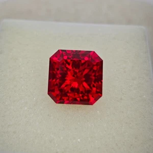 Precision Cut, 11.50 Ct Lab Grown Ruby – 12 MM Asscher Cut Gemstone - Picture 1 of 2