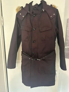 ZARA MAN Abrigo Parka Marrón L Imitación Piel Capucha Chaqueta de Invierno Hecho en Vietnam - Imagen 1 de 17